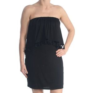 TRINA TURK Womens New Black Strapless Sheath Dress tassel size small